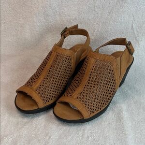 Easy Street Tan Woven Sandals